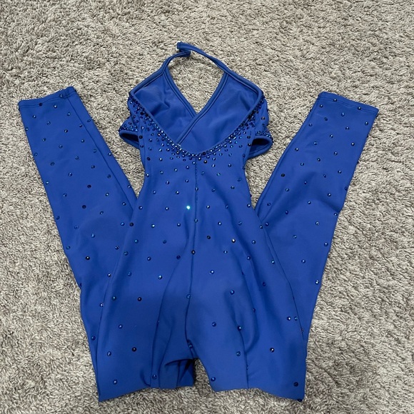 Girls blue under the sea fish custom dance costume unitard - Picture 7 of 7